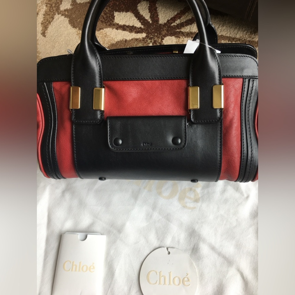 Chloe Leather Satchel PurseHandbag  MSRP 1695$ Black/ Red Limited Edition